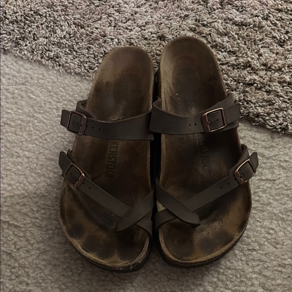 Birkenstock Dark Brown Cross-Strap Sandals size 38